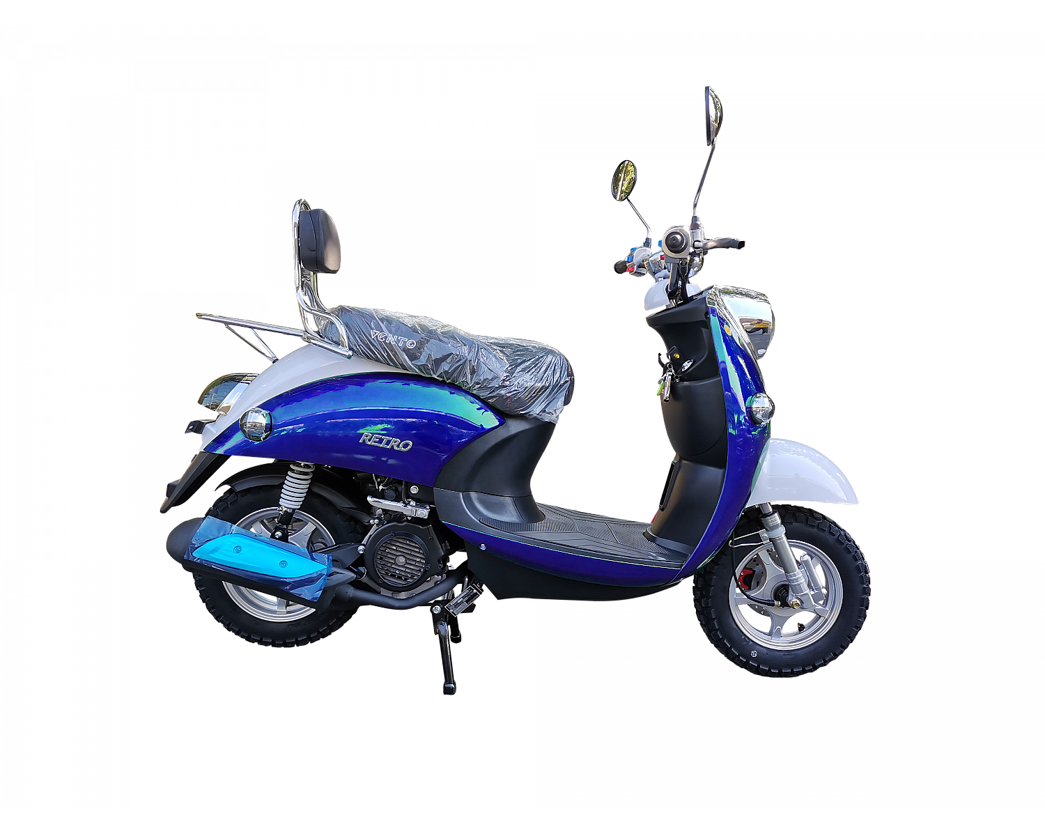 Скутер VMC RETRO BY49QT-2A 49 см3 серия N1500, сигнализация VIN, white/blue/red (Франция)